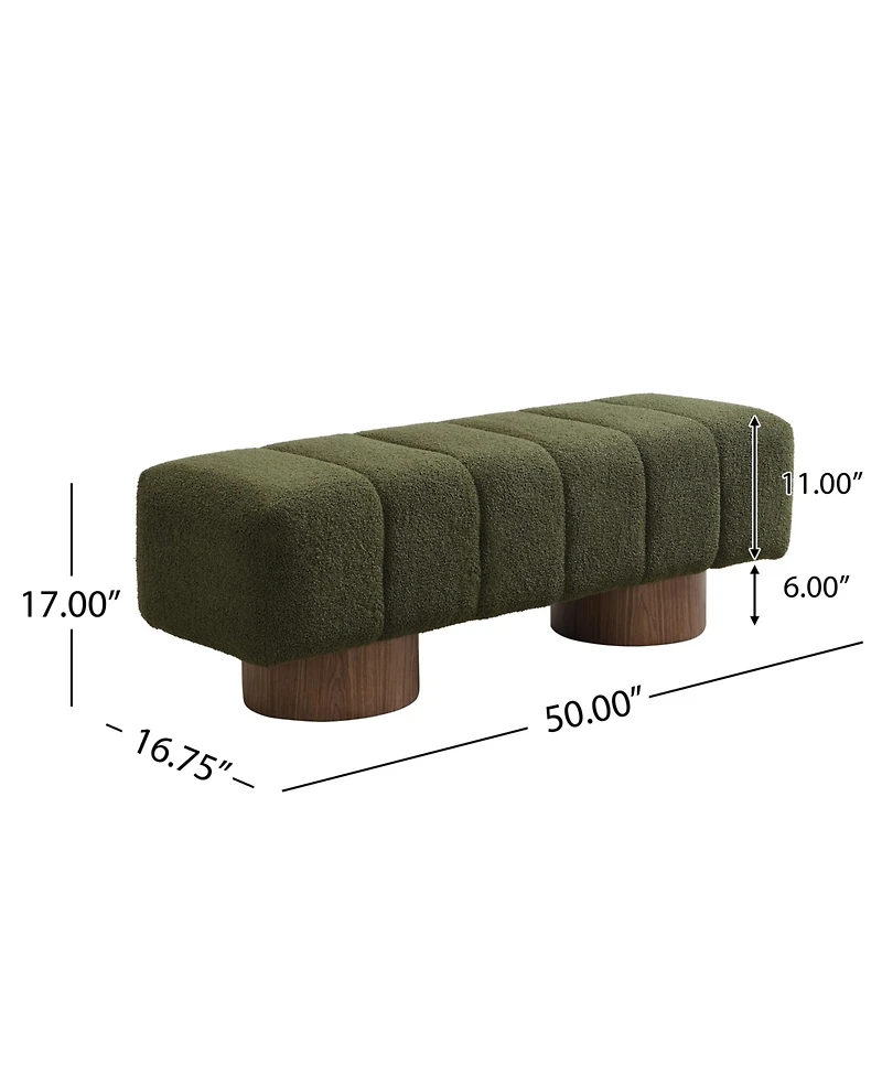 Flynama 50" Boucle Bench - No-Assembly Upholstered Seat for Dining and Entryway