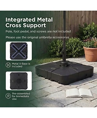 Sugift 34 Inch Square Cantilever Umbrella Base Water and Sand Fillable with Metal Cross Base