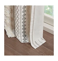 Avobird Cotton Printed Curtain Panel with Chenille Stripe and Lining 50x84