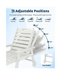 gaomon 2 Pieces All-Weather Chaise Hdpe Lounge Chair, Built-in Cup Holder and Rolling Wheels for Patio, Poolside