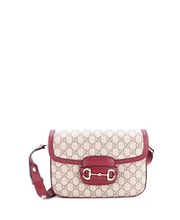 Pre-Owned Gucci Small Horsebit 1955 Soft Shoulder Bag Gg Coated Canvas with Leather