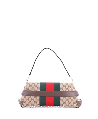 Pre-Owned Gucci Medium Horsebit Nm Web Chain Clutch Gg Canvas