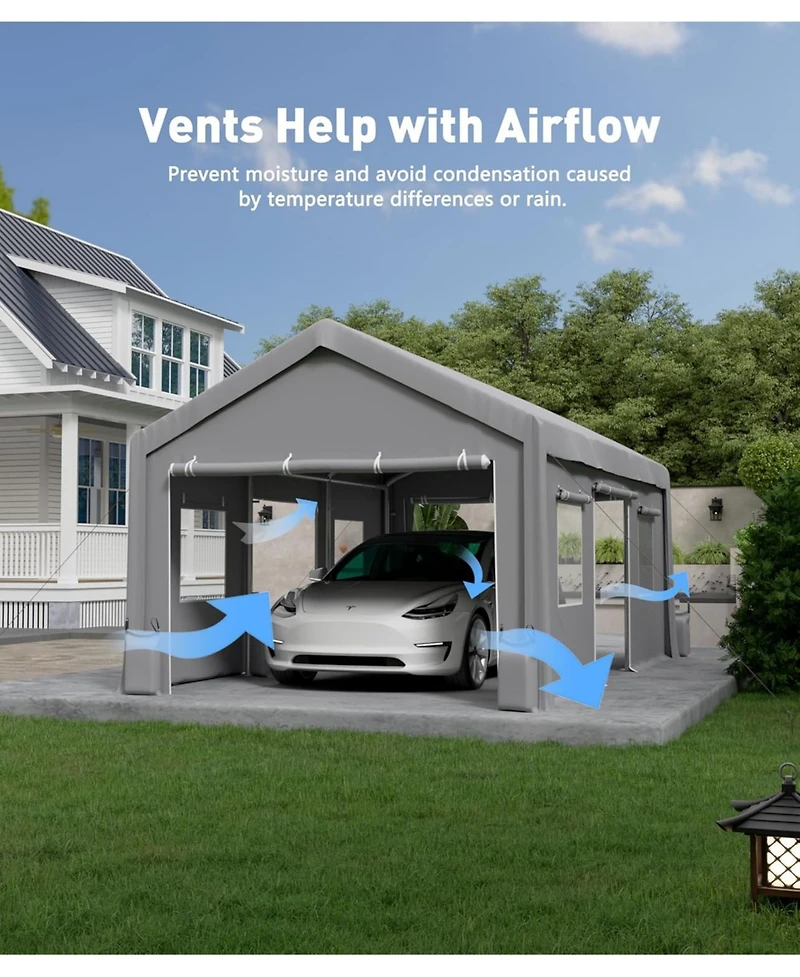 gaomon Heavy Duty Carport Sidewalls - 220G Pe Fabric, Weatherproof and Uv Protection