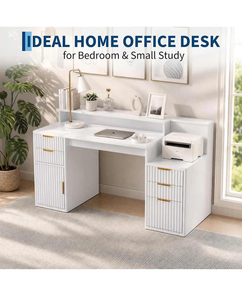 gaomon Computer Desk Hutch Printer Stand Ripple Storage Space Saving