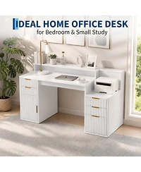 gaomon Computer Desk Hutch Printer Stand Ripple Storage Space Saving