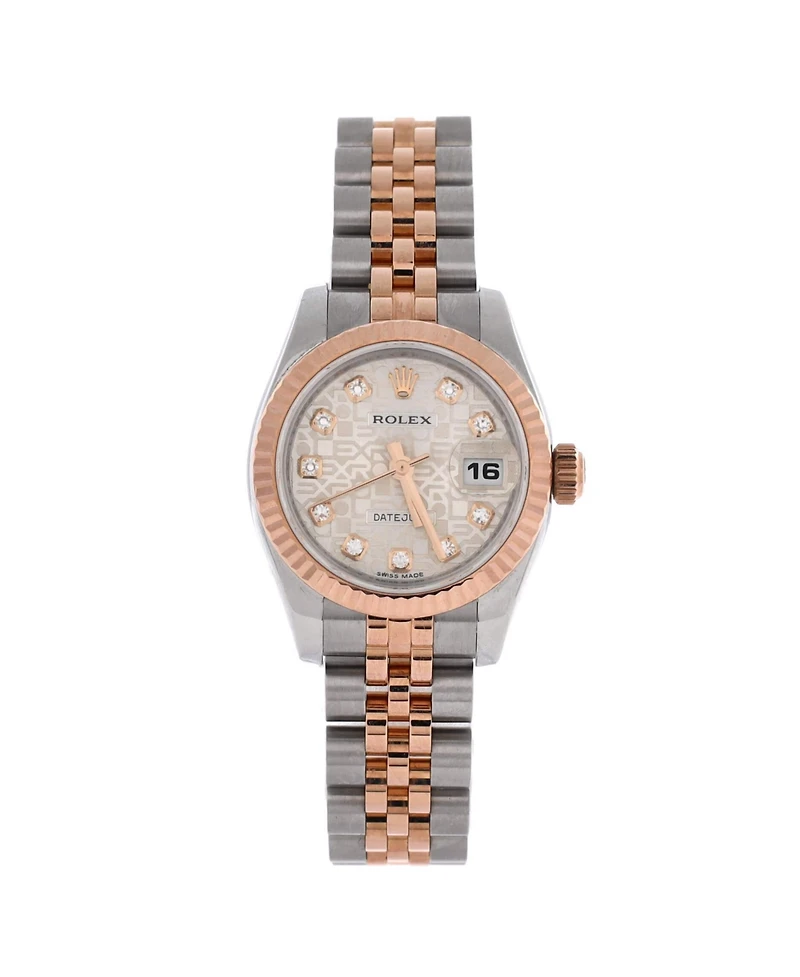 Pre-Owned Rolex Oyster Perpetual Datejust Automatic Watch in Stainless Steel and Rose Gold with Diamond Markers 26mm