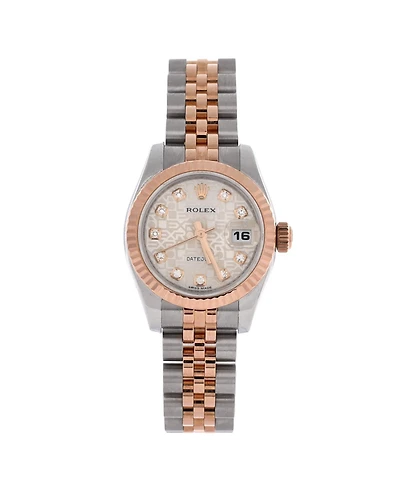 Pre-Owned Rolex Oyster Perpetual Datejust Automatic Watch in Stainless Steel and Rose Gold with Diamond Markers 26mm