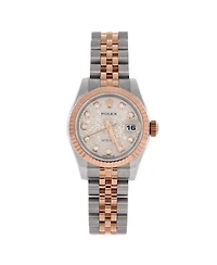 Pre-Owned Rolex Oyster Perpetual Datejust Automatic Watch in Stainless Steel and Rose Gold with Diamond Markers 26mm