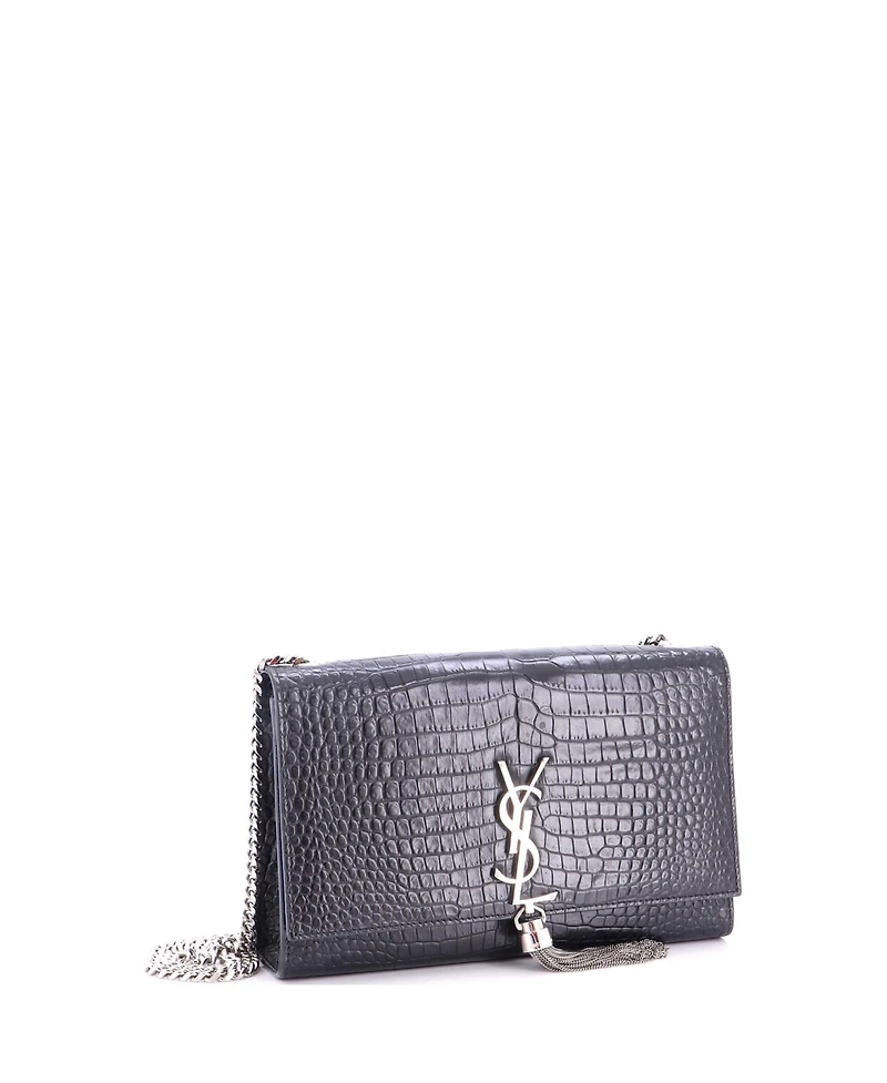 Pre-Owned Saint Laurent Medium Classic Monogram Tassel Crossbody Bag Embossed Leather