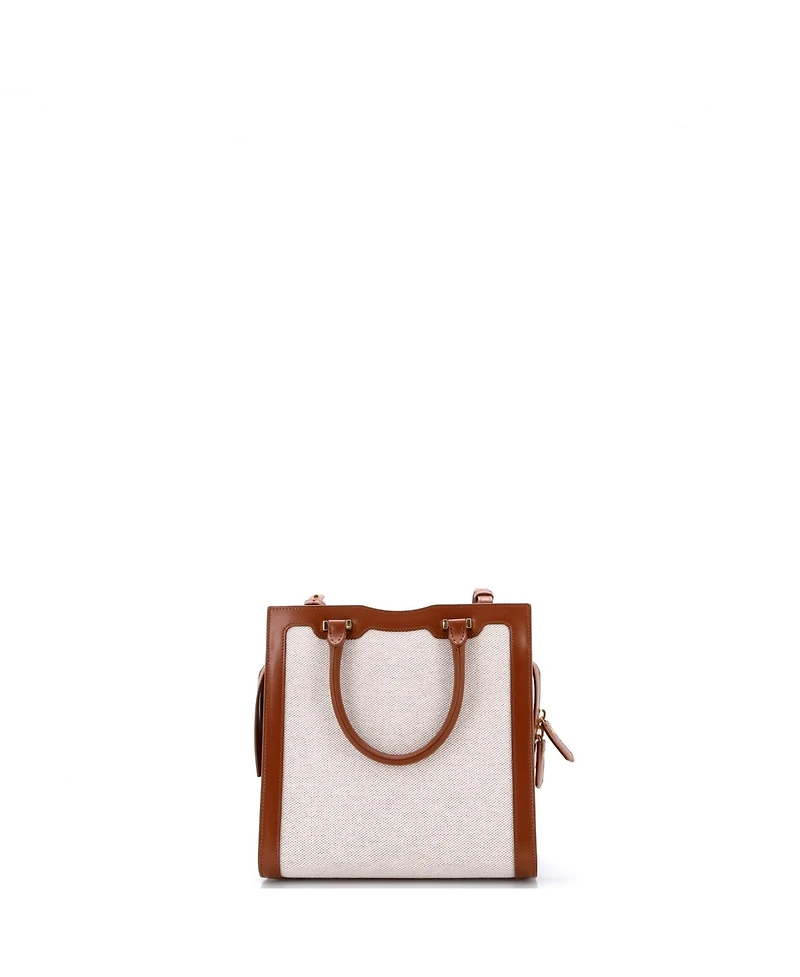 Pre-Owned Saint Laurent Small Uptown Tote Canvas with Leather