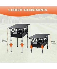 Piscifun Folding Camping Table Aluminum Portable Picnic Adjustable Height Outdoor Beach Bbq