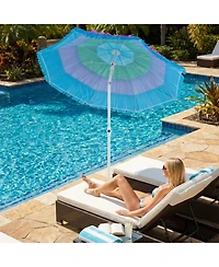 Sugift Thatched Patio Beach Umbrella with Push Button Tilt and Carrying Bag