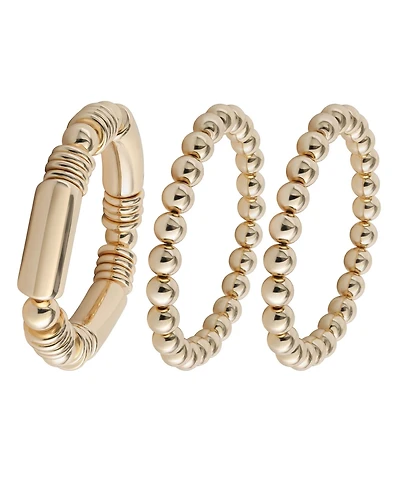 Jessica Simpson Women's 3-Piece Bracelet Set, Gold-Tone Plated Fashion Jewelry Multipack