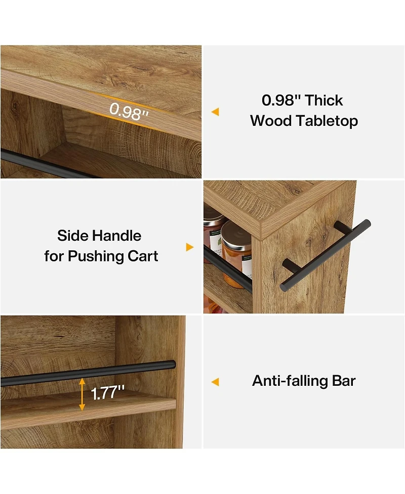 Tribesigns Slim Storage Cart: Rolling Narrow Kitchen Cart On Wheels. 4-Tier Slide-Out Utility Cart With Handle For Kitchen, Bathroom, Laundry