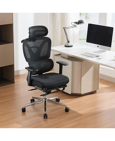 homfan Ergonomic Office Chair with Adjustable Headrest, Lumbar Support, 3D Armrests, and Retractable Footrest