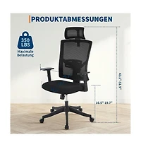 homfan Ergonomic High-Back Swivel Office Chair with Adjustable Lumbar, Headrest, Armrests, 300 lb Capacity