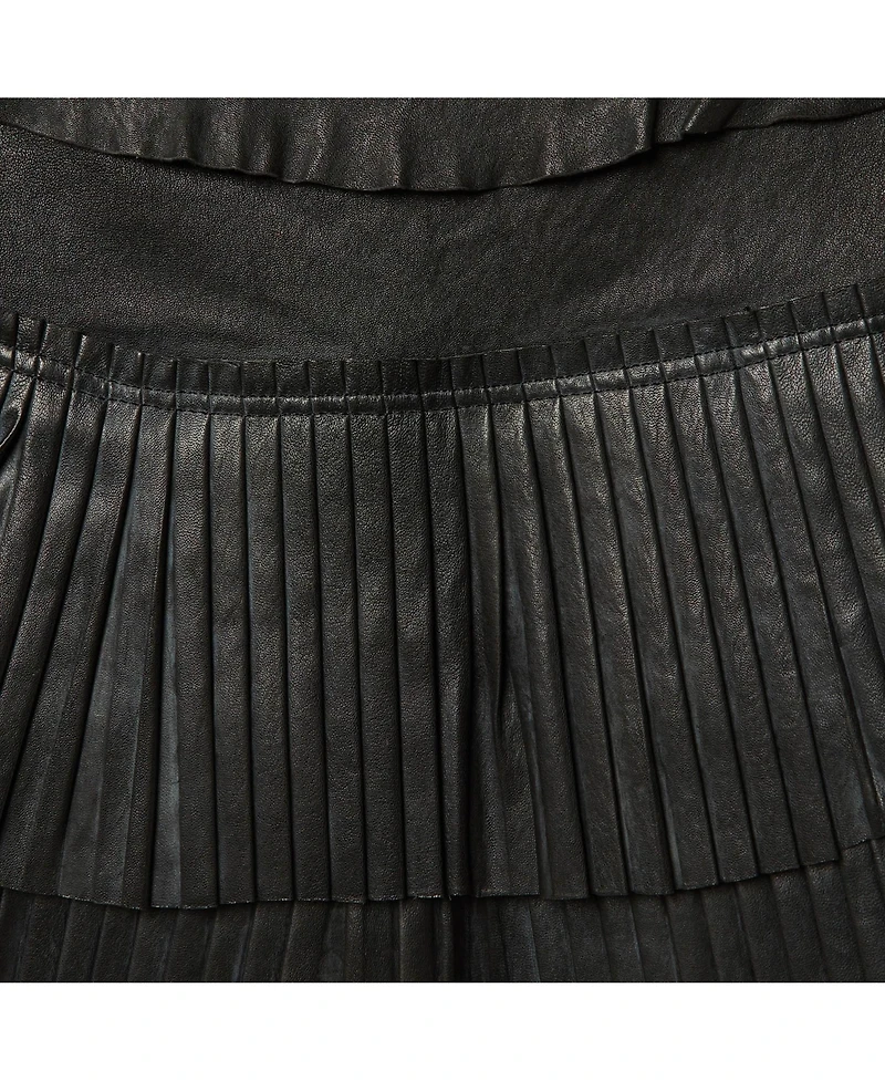 Pre-Owned Isabel Marant Women's Leather Pleated Tiered Mini Skirt