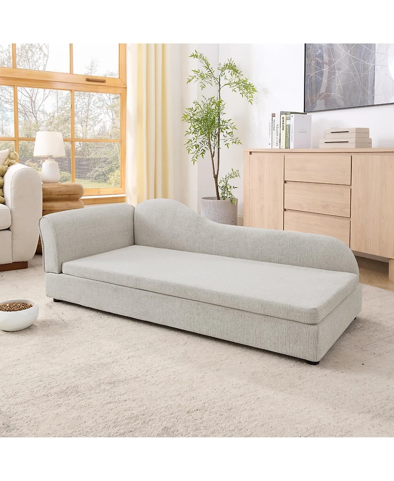 Zeny Oversized Pet Sofa for Medium, Large Dogs Modern Irregular Wave Backrest, Single Armrest, Premium Breathable Linen Fabric