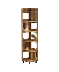 Tribesigns 6-Tier Tall Corner Shelf, 71-Inch Rustic Narrow Bookshelf Bookcase with Square Rack