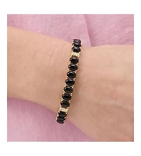 The Lovery Oval Onyx Cz Tennis Bracelet 14K Gold-Plated Sterling Silver