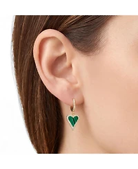 The Lovery Mini Malachite Cz Halo Heart Dangle Earrings 14K Gold-Plated Sterling Silver