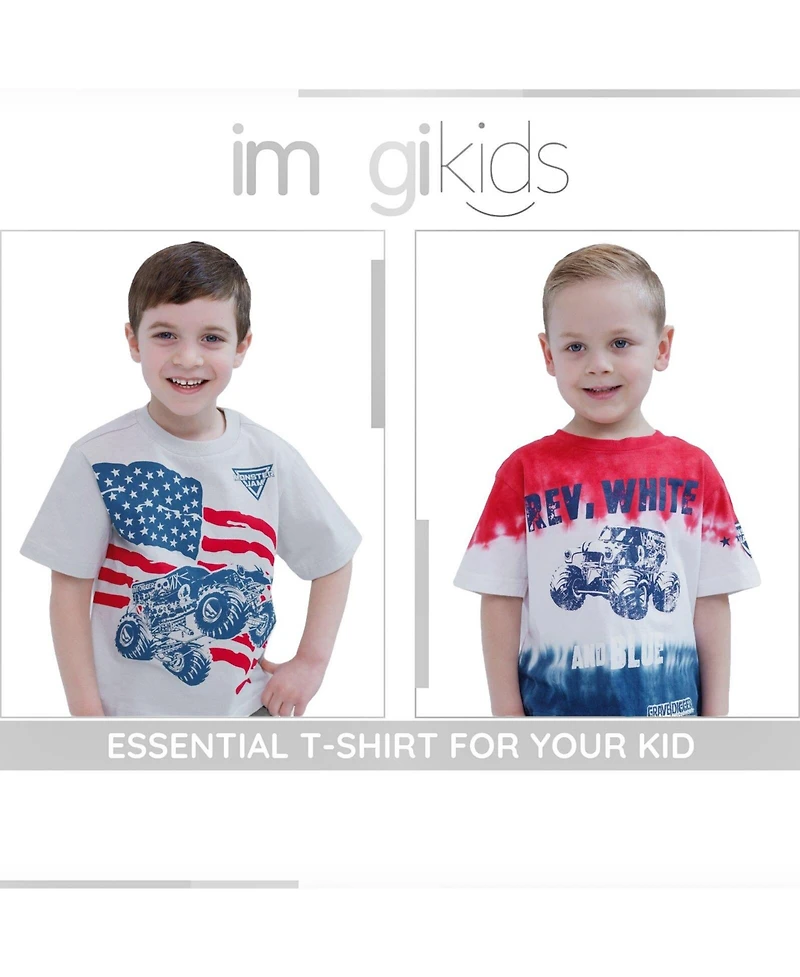Monster Jam Toddler Boys (2T-4T) Patriotic Short Sleeve T-Shirt