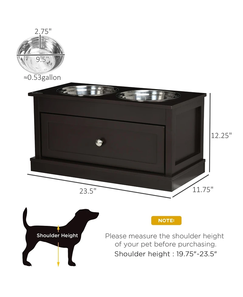 Ruie Elevated Dog Bowls with Storage Drawer Raised Feeder for Large Dogs