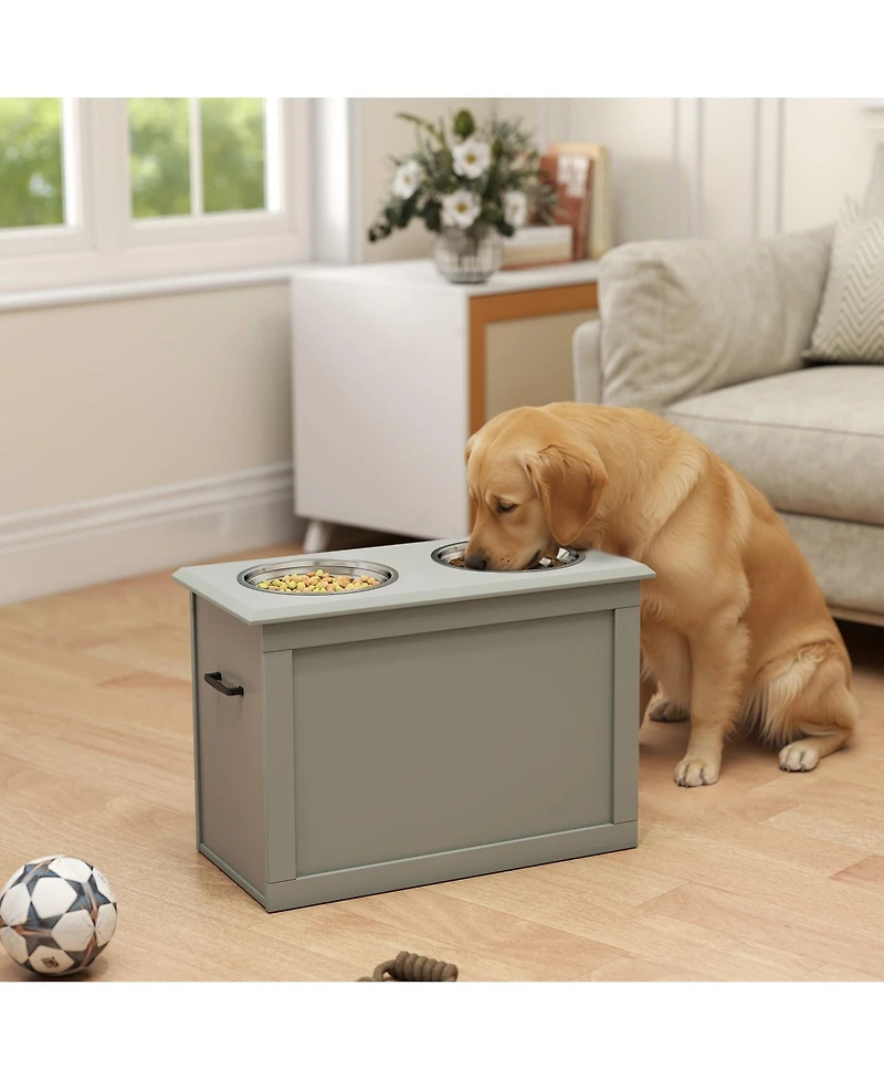 Ruie Raised Dog Bowls Elevated Feeding Station with Top Storage for Large Dogs