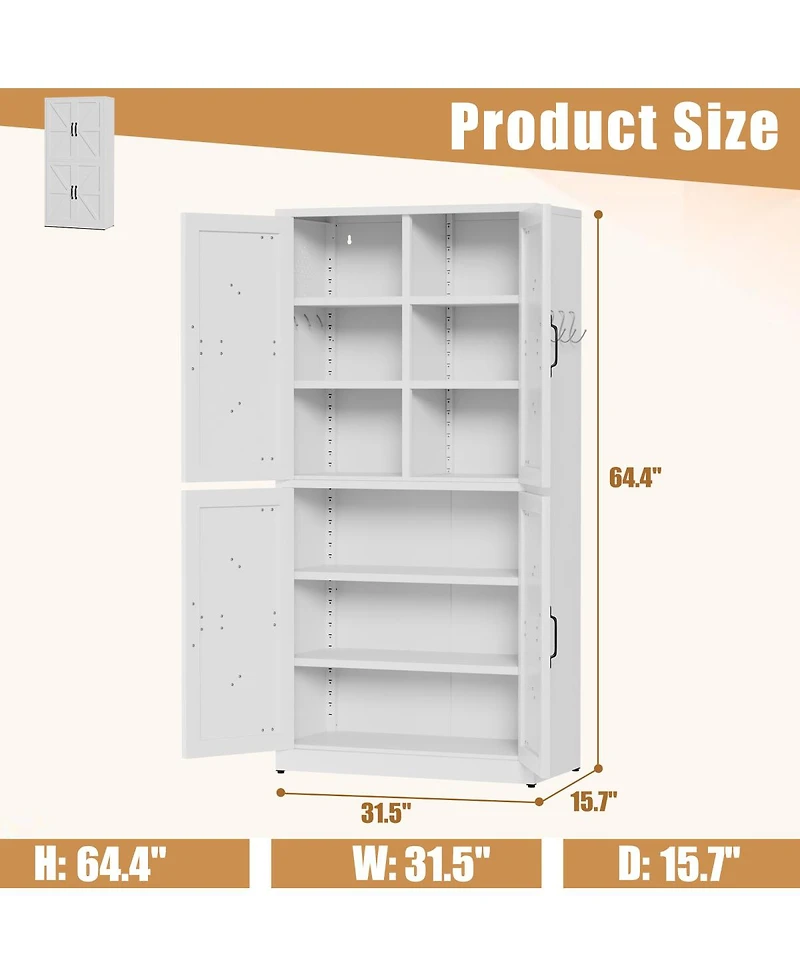 Streamdale Furniture Steel Kitchen Pantry Storage Cabinet with Adjustable Shelves