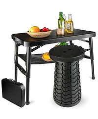 Piscifun Portable Folding Table Stool Set Lightweight Collapsible Camping Picnic Beach Fishing Outdoor Mesh Storage