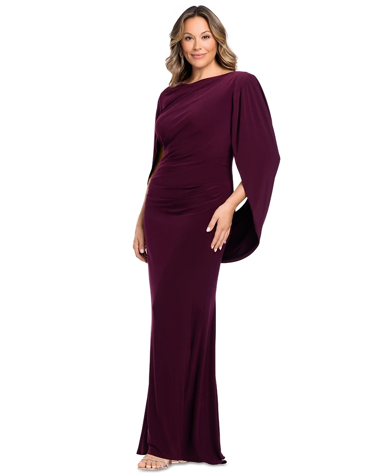 B&A By Betsy and Adam Plus Long-Sleeve Boat Neck Maxi Dress