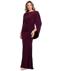 B&A By Betsy and Adam Plus Long-Sleeve Boat Neck Maxi Dress