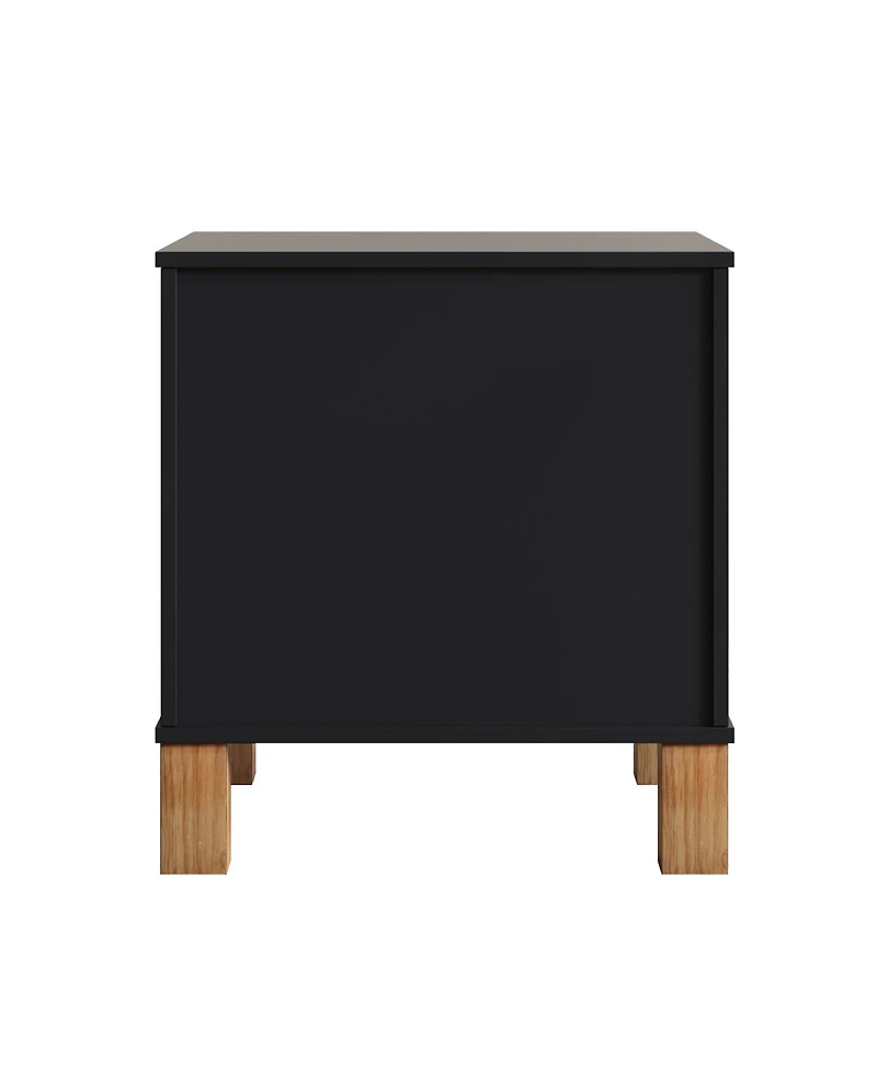 Streamdale Furniture 2-Drawer Fluted Wood Nightstand with Metal Handle
