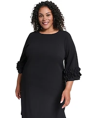 Jessica Howard Plus Ruffle Sleeve Jewel Neck Dress
