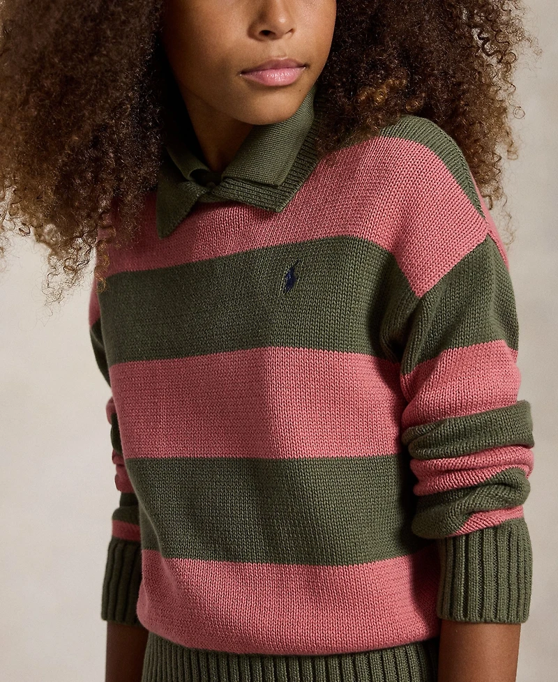 Polo Ralph Lauren Girls' 7-16 Striped Long-Sleeve Sweater