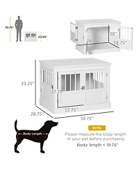 Ruie Wooden Dog Crate End Table Furniture with Triple Doors