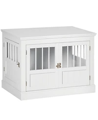 Ruie Wooden Dog Crate End Table Furniture with Triple Doors