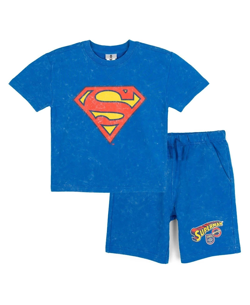 Justice League Toddler Boys' 2T-4T Batman Superman 2-Piece T-Shirt and Shorts Set