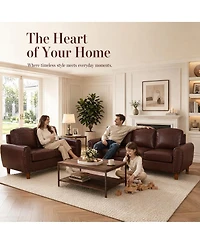 Streamdale Furniture 2-Piece Faux Leather Sofa Set with Rolled Arms