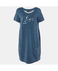 Pre-Owned Love Moschino Women's Cotton Knit Sequin Logo Embroidered Sweater Mini Dress