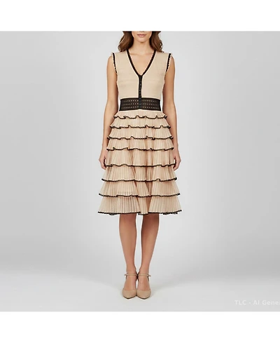 Pre-Owned Alexander Mcqueen Women's Powder Lurex Knit Tiered Mini Dress