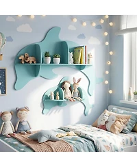 Slickblue 2 Pack Dolphin Floating Shelves Wall Mounted Storage Rack
