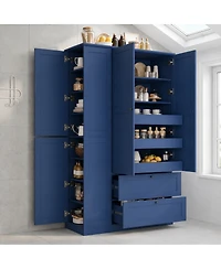Streamdale Furniture 73.6" Farmhouse Kitchen Pantry Cabinet with 8 Shelves, 2 Drawers and 4 Doors