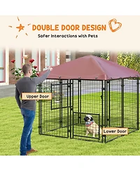 Ruie Outdoor Dog Kennel with Waterproof Canopy and Large Door