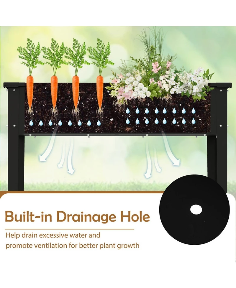 Sugift Elevated Metal Raised Garden Bed 40 in Wide with Legs and Drainage Holes