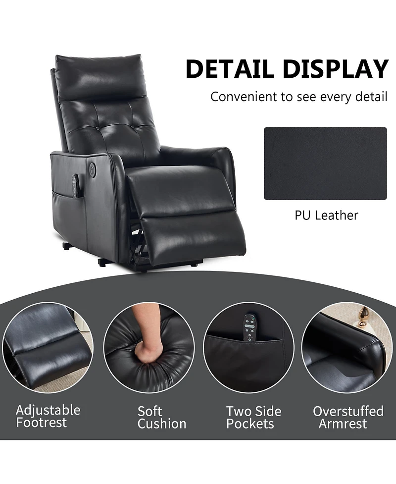 Clihome Power Lift Recliner Chair with Massage and Heat, 155degree(s) Reclining Usb Port, Pu Leather