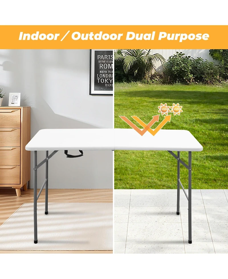Piscifun Portable Folding Table Heavy Duty Steel Hdpe Indoor Outdoor Camping Picnic Party Utility Adjustable Height Easy Clean