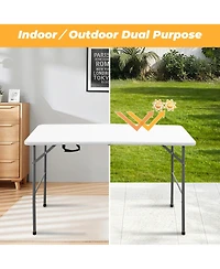 Piscifun Portable Folding Table Heavy Duty Steel Hdpe Indoor Outdoor Camping Picnic Party Utility Adjustable Height Easy Clean