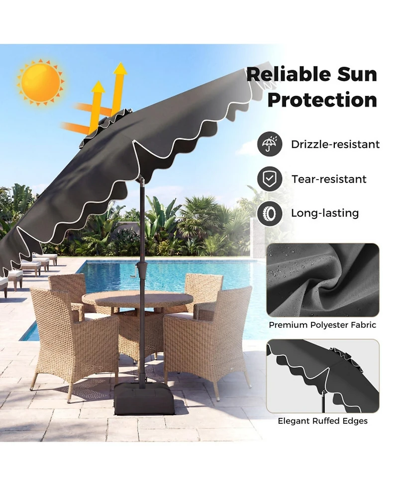 Sugift 10 Feet Patio Umbrella with Solar Led Lights and Weighted Base
