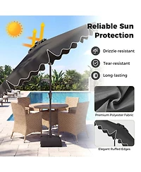 Sugift 10 Feet Patio Umbrella with Solar Led Lights and Weighted Base